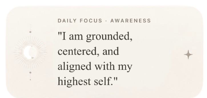 A medium Solara home screen widget showing the daily focus and affirmation.